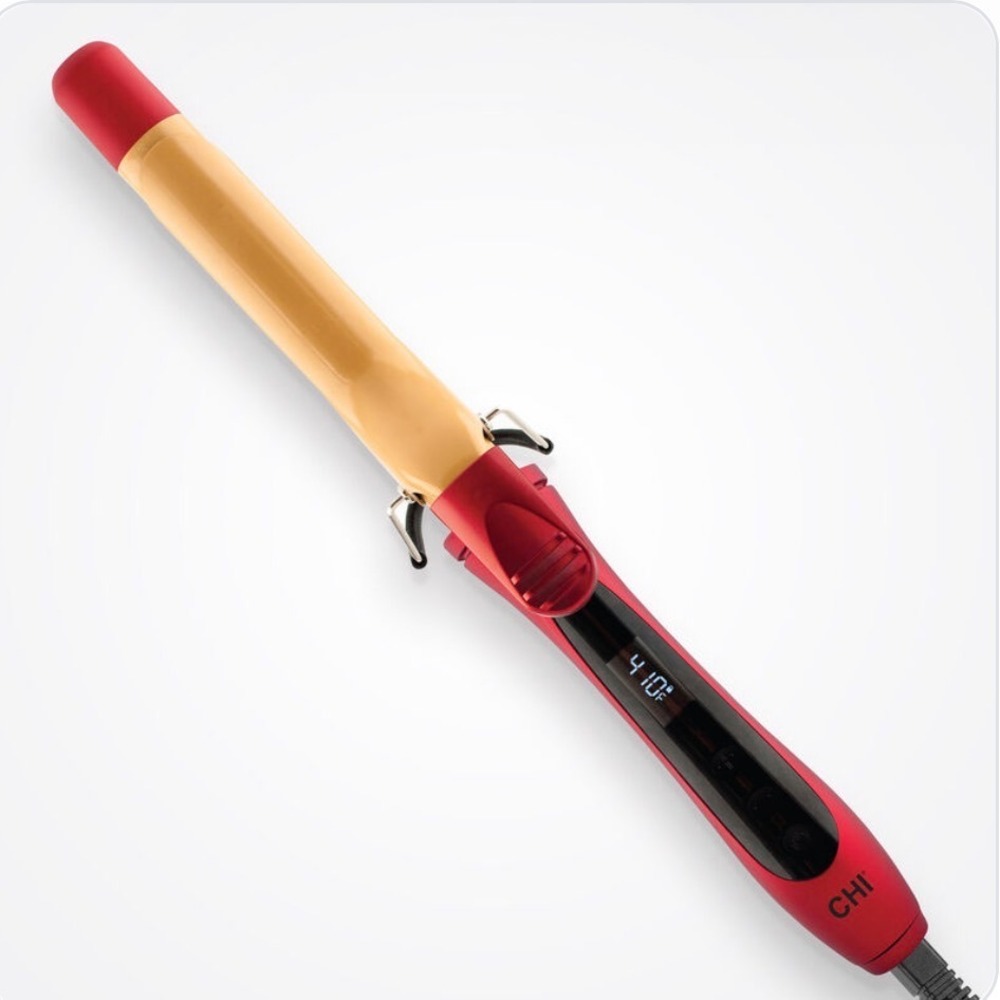 CHI CA1033 Tourmaline Ceramic 1 Inch Curling Iron Red Digital Display 410F 55W